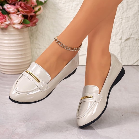 OKBOP Womens Round Toe Flats Shoes Comfortable Slip On Casual British Style Work Shoes