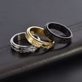 thumbnail image 3 of PAURO Men's Stainless Steel Vintage Simple Stone Texture Pattern Rotatable Ring Black Size 8, 3 of 4