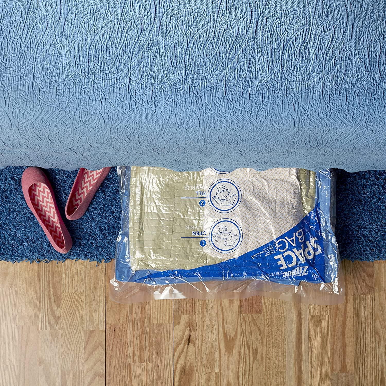 Ziploc Space Bag Vacuum Bags Variety Pack, 6 Bags (2 Medium, 2 Large, 1 Extra Large Flat bags, and 1 Travel bag)