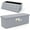 Grey, variant on Costway 43 Inches Folding Storage Ottoman Bench with Side Pocket Storage Chest Brown