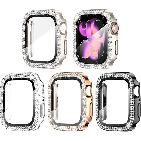 4-Pack Bling Case for Apple Watch Series 11/10 Screen Protector Case 42mm, Women Glitter Diamond Rhinestone Protector for iWatch Cover Accessories 42 mm