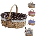 thumbnail image 1 of Sentmoon Baskets for Organizing Wicker Woven Basket Hand Woven Wicker Storage Basket with Handle and Linen Cloth Lining Versatile Bread and Fruit Versatile Organizer for Home Party and Picnic, 1 of 8