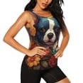 thumbnail image 2 of Logiee Cute Colorful Flower French Bulldog Print Women's Workout Tank Top, Dry Fit Summer Tank Top,Gym Yoga Workout Sports Tee,Sleeveless Athletic Shirts-XX-Large, 2 of 7