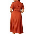 thumbnail image 2 of Women Short Sleeve Cape Dress with A line Pleated Dress Wedding Midi Dresses, 2 of 5