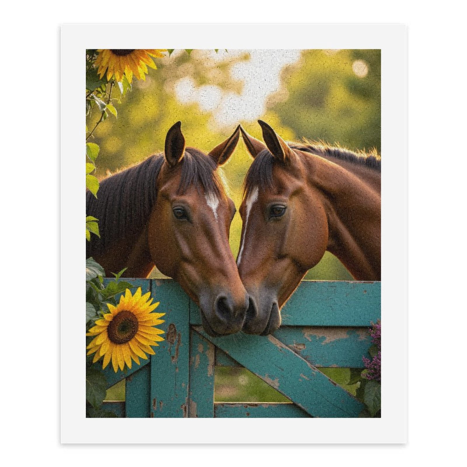 Paint by Numbers Kit for Adults, Horses By Rustic Gate Sunflowers Paint by Numbers, Easy Paint by Numbers Kit for Adults Beginner, DIY Adult Paint by Number Kits on Canvas, Home Decor