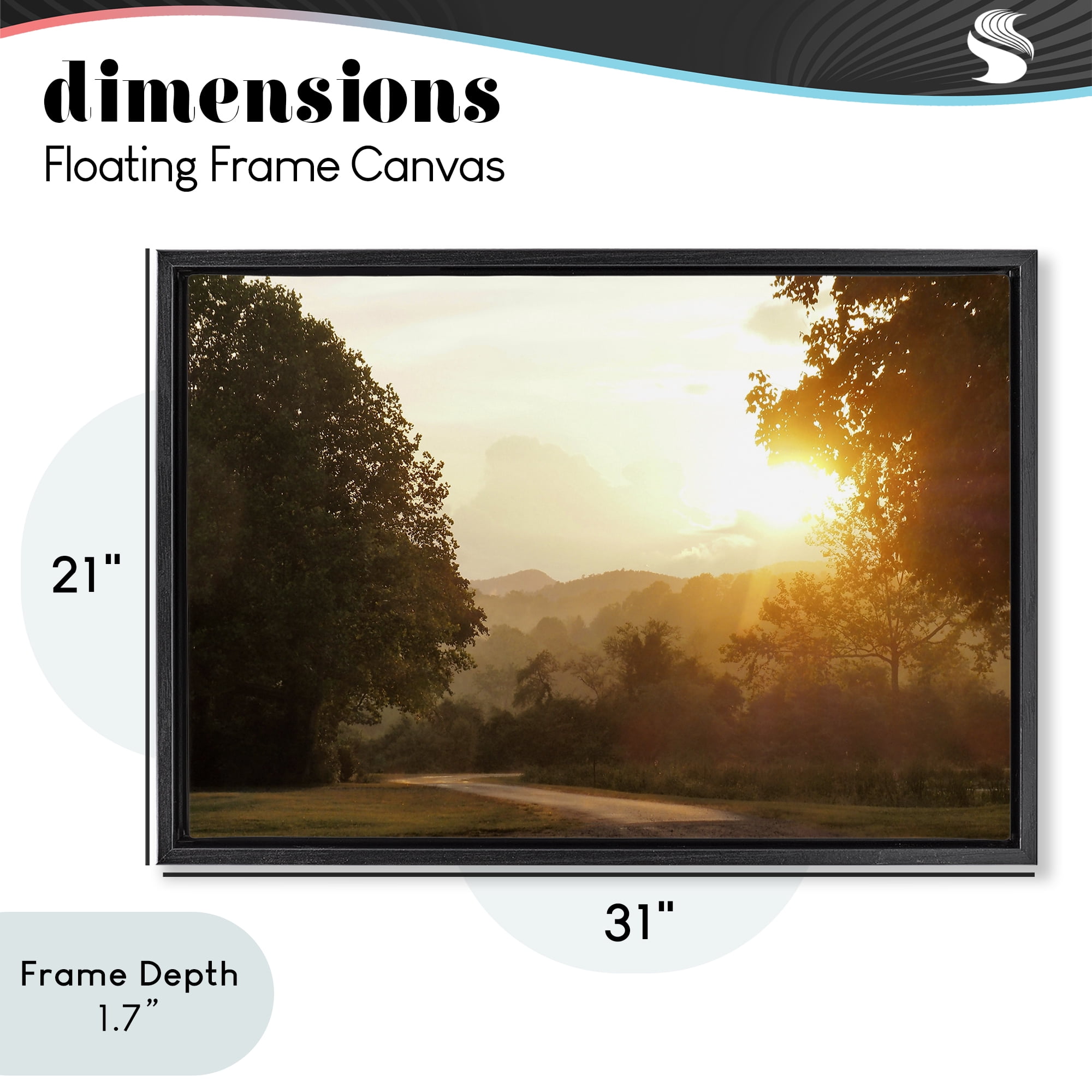Stupell Industries Golden Morning Between Trees Black Framed Floater Canvas Wall Art, design by Gail Peck