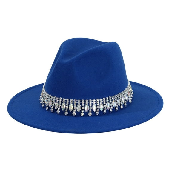 Fgnfyis Western Rhinestone Cowboy Hat Stylish Heart Gemstone Design Flat Brim Party Accessory for Country Dance Blue One Size