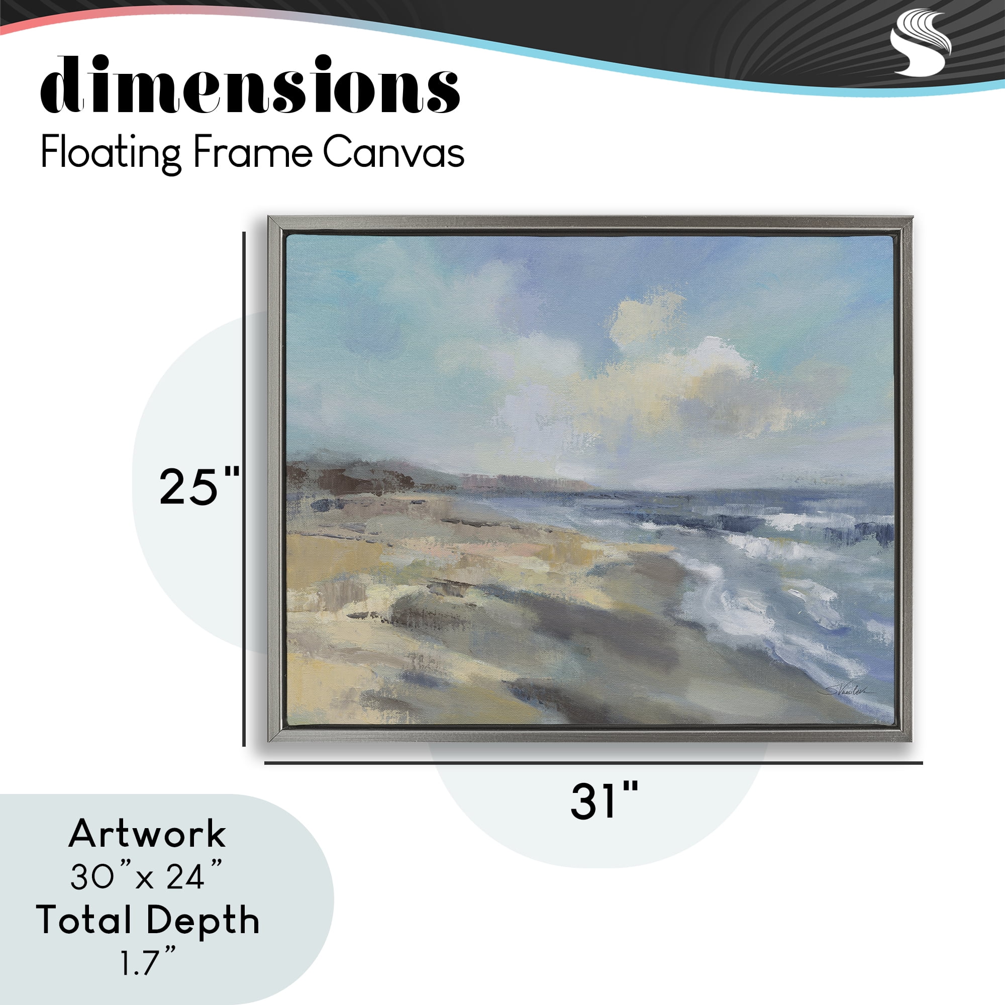 Stupell Industries Serene Morning Beach Waves Gray Framed Floater Canvas Wall Art, design by Silvia Vassileva