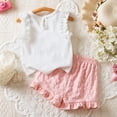 thumbnail image 3 of Bixock Toddler Girls 2 Piece Loungewear Set,Summer Toddler Clothes Floral Ruffle Sleeveless Tops Shorts Outfits for Girls Age 2-7Y Lightweight Casual Summer Set, 3 of 6
