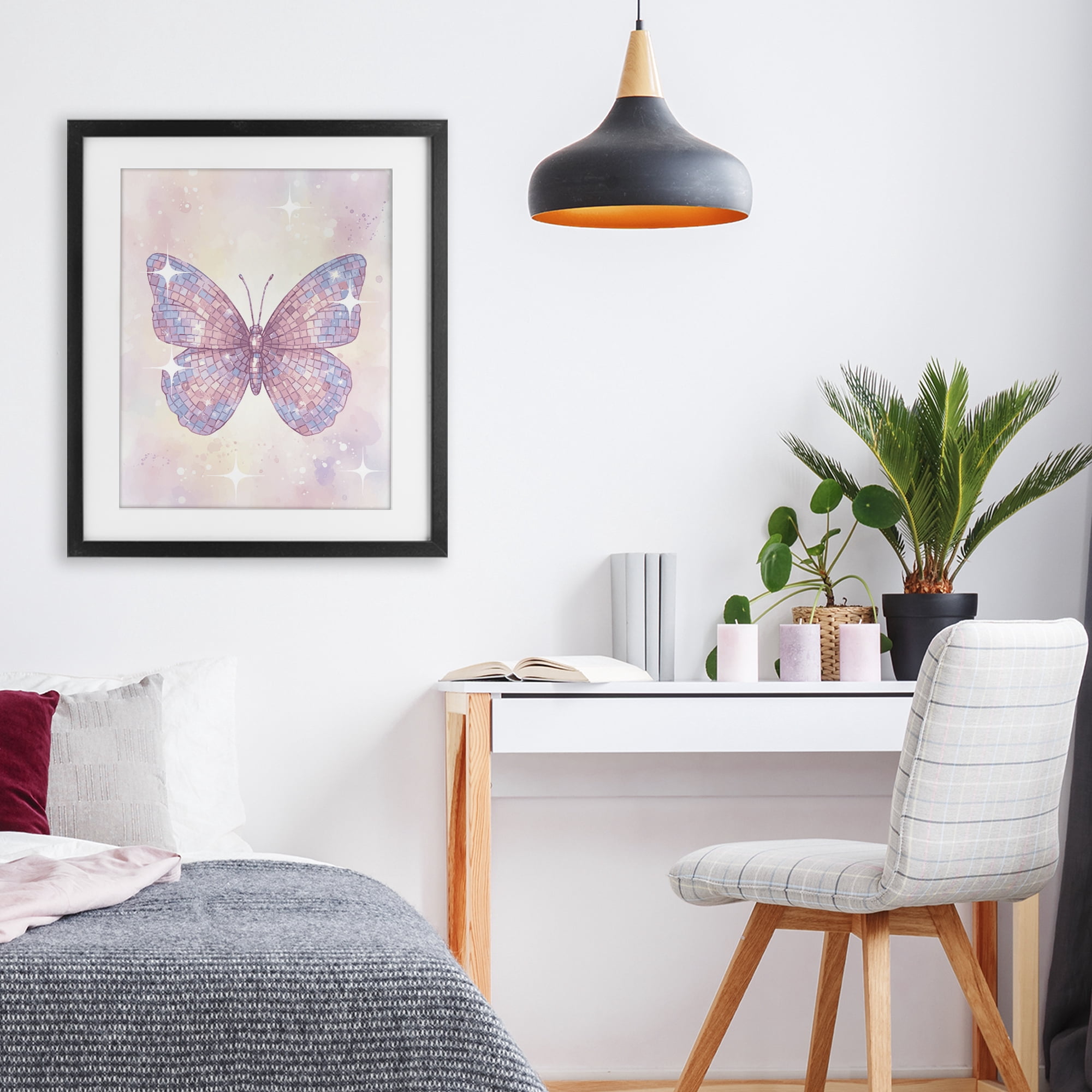 Stupell Industries Delicate Disco Butterfly Black Framed Print Under Glass, design by Lil' Rue