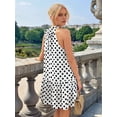 thumbnail image 5 of Women's Mini Halter Short Dresses Line Polka Dot Petite Sundress Dress for Summer White S, 5 of 10
