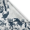 thumbnail image 3 of Ambesonne Nautical Kitchen Curtains, Monotone Sea Creatures, 55"x45", Dark Violet Blue White, 3 of 3