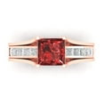 thumbnail image 2 of 2.28 ct Brilliant Princess Cut Natural Garnet 14k Rose Gold Solitaire with Accents Engagement Bridal Wedding Ring Band Set size 8.75, 2 of 7