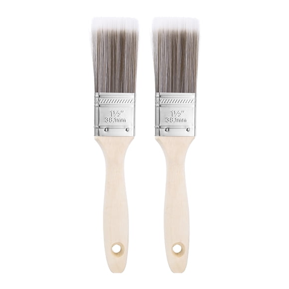 Uxcell 2Pcs Paint Brushes 1.5" Flat Paint and Chip Brushes for DIY Paint Flat Art Furniture Fences Deck Wall Trim, Brown
