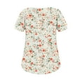 thumbnail image 6 of QUNYINEY Crew Neck Tshirts Shirts for Women Floral Puff Short Sleeve Casual Tops Loose Pullover Pleated Shirts, 6 of 7