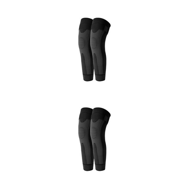 Qarigey 2 uds., Protector elástico, abrazadera elástica, manga de compresión para pierna, ciclismo, fútbol, correr, baloncesto, Negro/1 par/L 2piezas