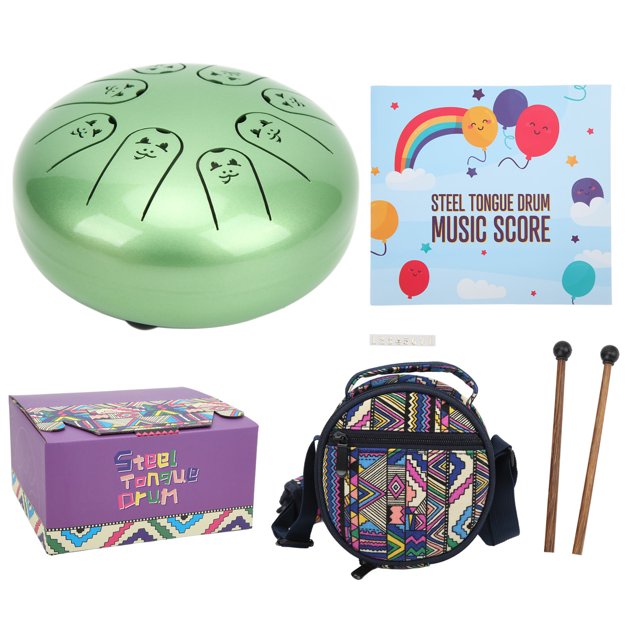 Tambor de lengüetas de 5,5 pulgadas y 8 notas con diseño de chakras y animales, instrumento de percusión para niños y adultos.