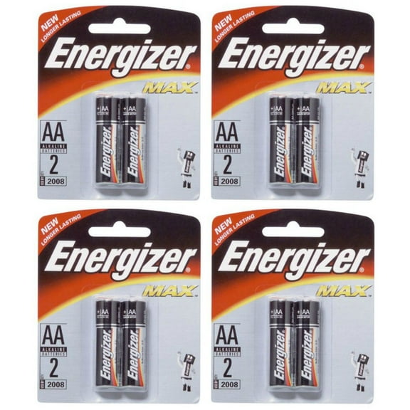 Energizer Max AA - 2 Pack Retail Carded - 4 Cards   Free Shipping