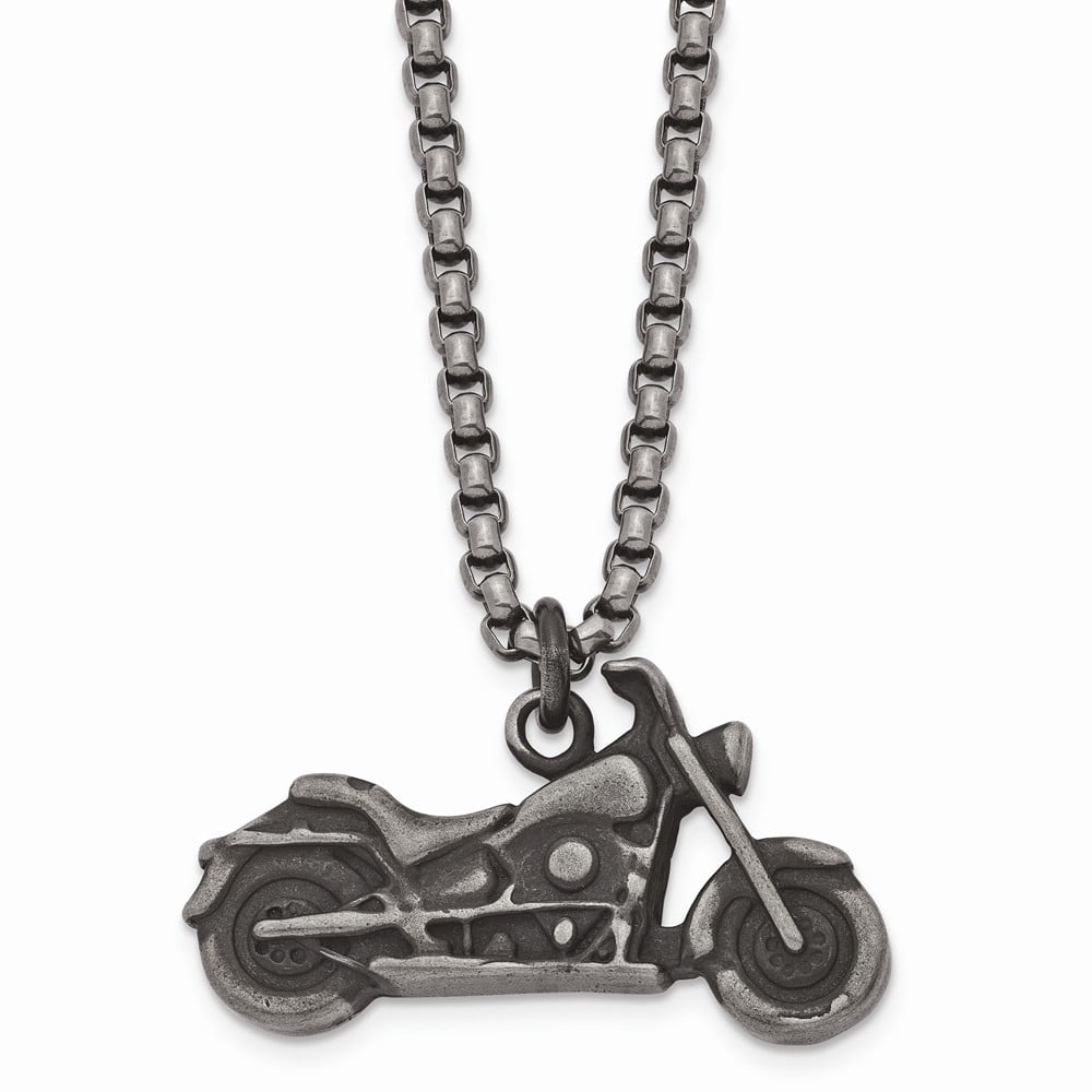 Solid Stainless Steel Men's Vintage Antiqued Motorcycle Pendant