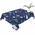 thumbnail image 2 of Navy Blue Christmas Table Cloth Waterproof Tablecloths, Xmas Trees Snowflake Winter Botanical Tablecloth Dining Table Cover for Kitchen Party Tabletop Outdoor, Rectangle Tablecloth 52x70 Inch, 2 of 9