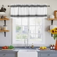 thumbnail image 2 of 2 Pack Farmhouse Black Valance for Window White Stripes Decoration Kitchen Valance Rod Pocket Short Curtain Topper Decorative Window Treatment for Living Room Bedroom 42"x12", 2 of 8