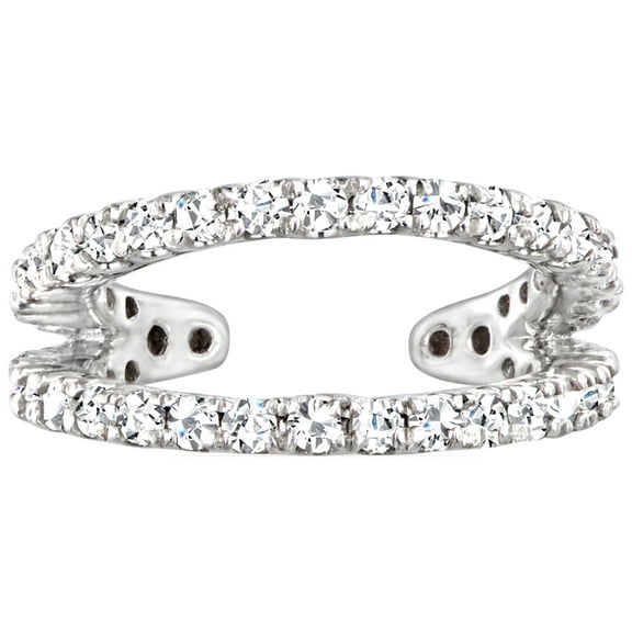 Pure Collection by Ross-Simons 0.20 ct. t.w. Diamond 2-Row Single Ear Cuff in Sterling Silver, Women's, Adult