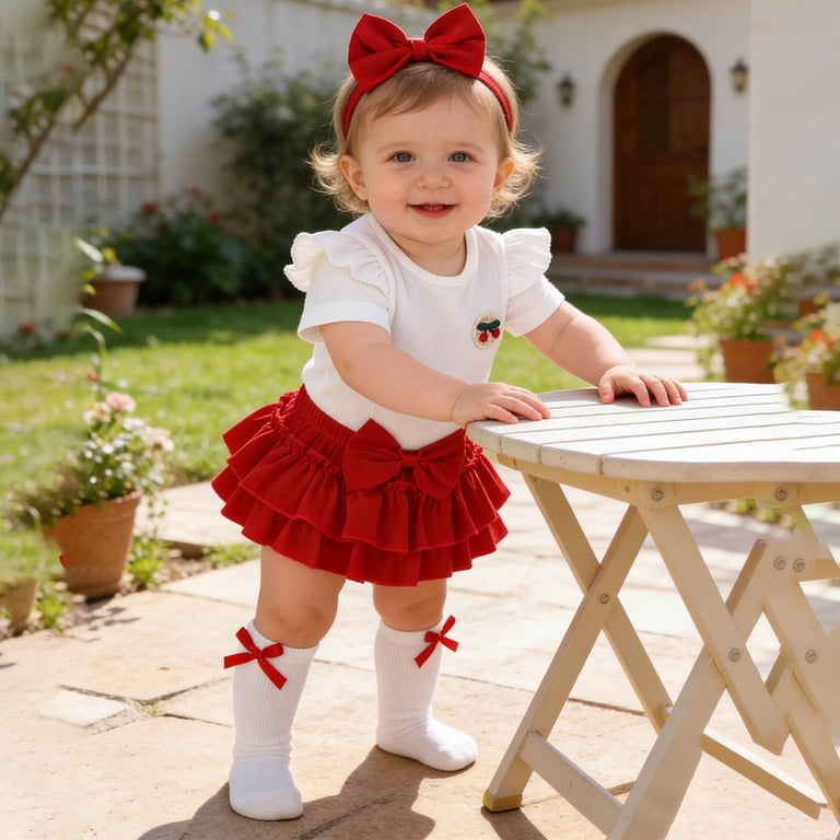 3 6 month red dress MoccyBabeLee Newborn Baby Girl Clothes Set | Long Sleeve Flower Bodysuit  Romper + Corduroy Overall Dress | Infant Outfits 3-6 Months | Buy Now with  Express International Delivery