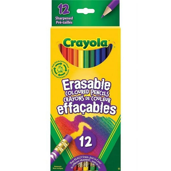 Crayola 30382795 Erasable Coloured Pencils, Multi Color - 12 Count