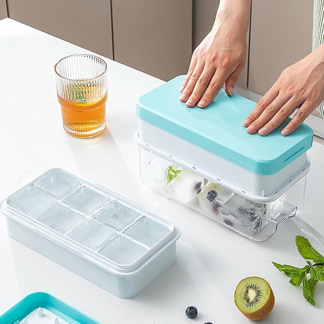 8 Bingge Ice-Storage y Ice-Making Box Bandeja de Hielo con Tapa para el Congelador Hielo Congelado Artefacto Azul