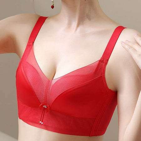LLYWEY Plus Size Bras for Women Full-Coverage on Sale T-Shirt Bras Women Ladies Racerback Bra Style-1102 Women s Plus Back-Smoothing Bra Feature Adult Female Bralette Sports Bras Red 42B