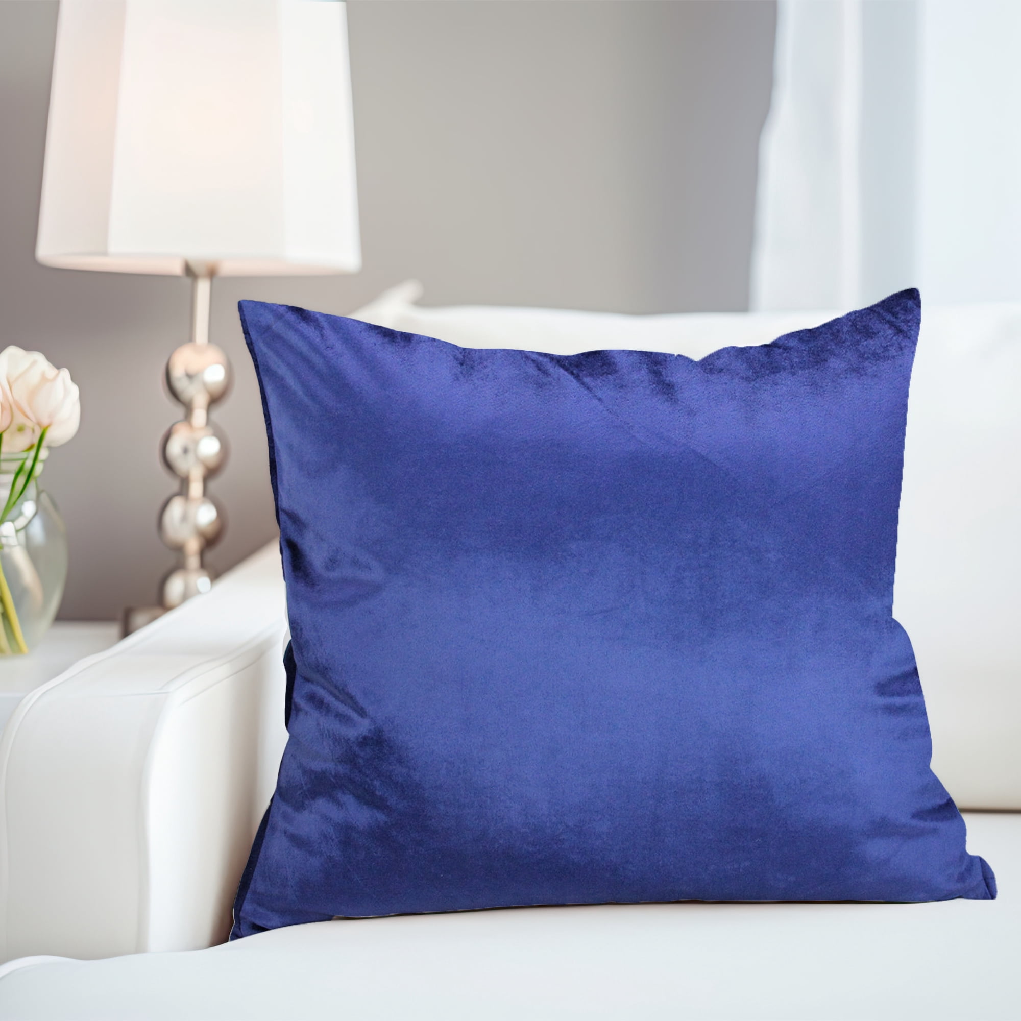 Northlight 17" Square Solid Plush Indoor Throw Pillow - Navy Blue