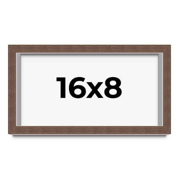 16x8 Shadow Box Frame Brown | 1.125 inches Deep Real Wood Rustic Shadowbox Display Frame | UV