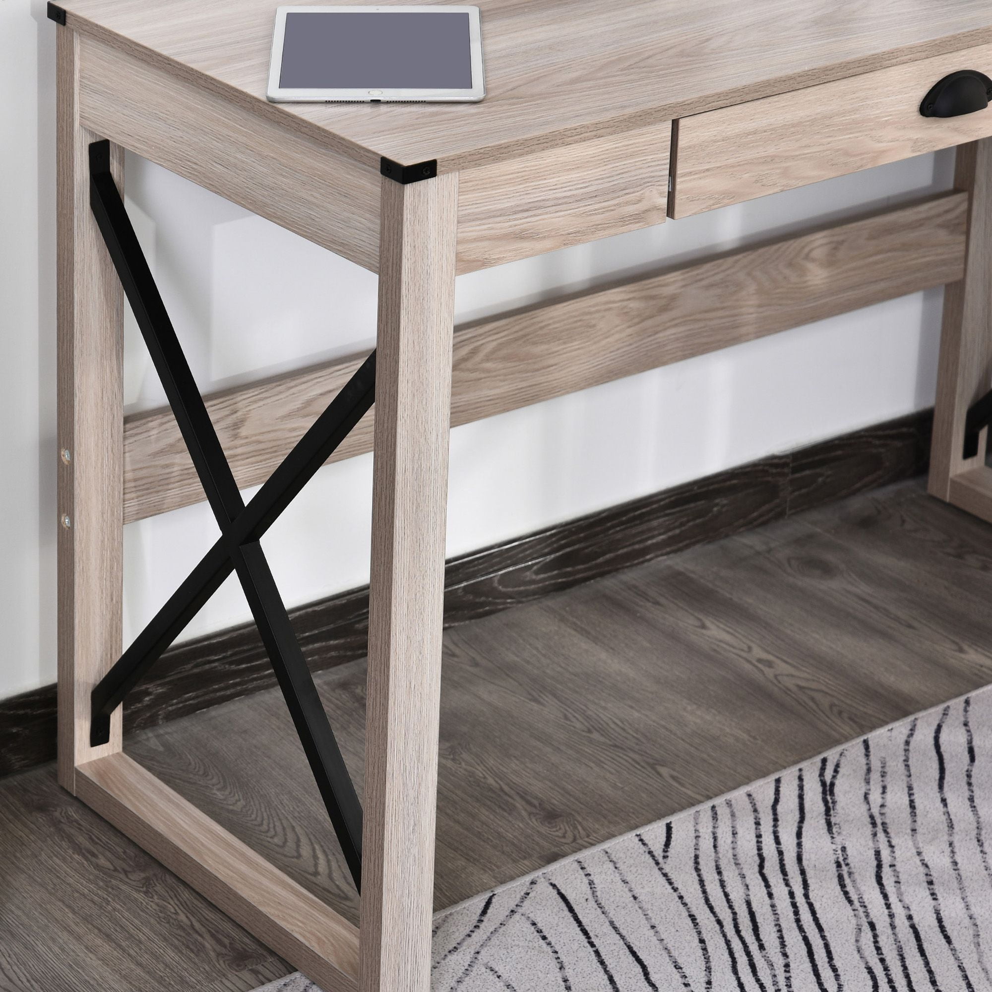 Rustic Writing Desk Farmhouse Home Office Computer Workstation with Drawer