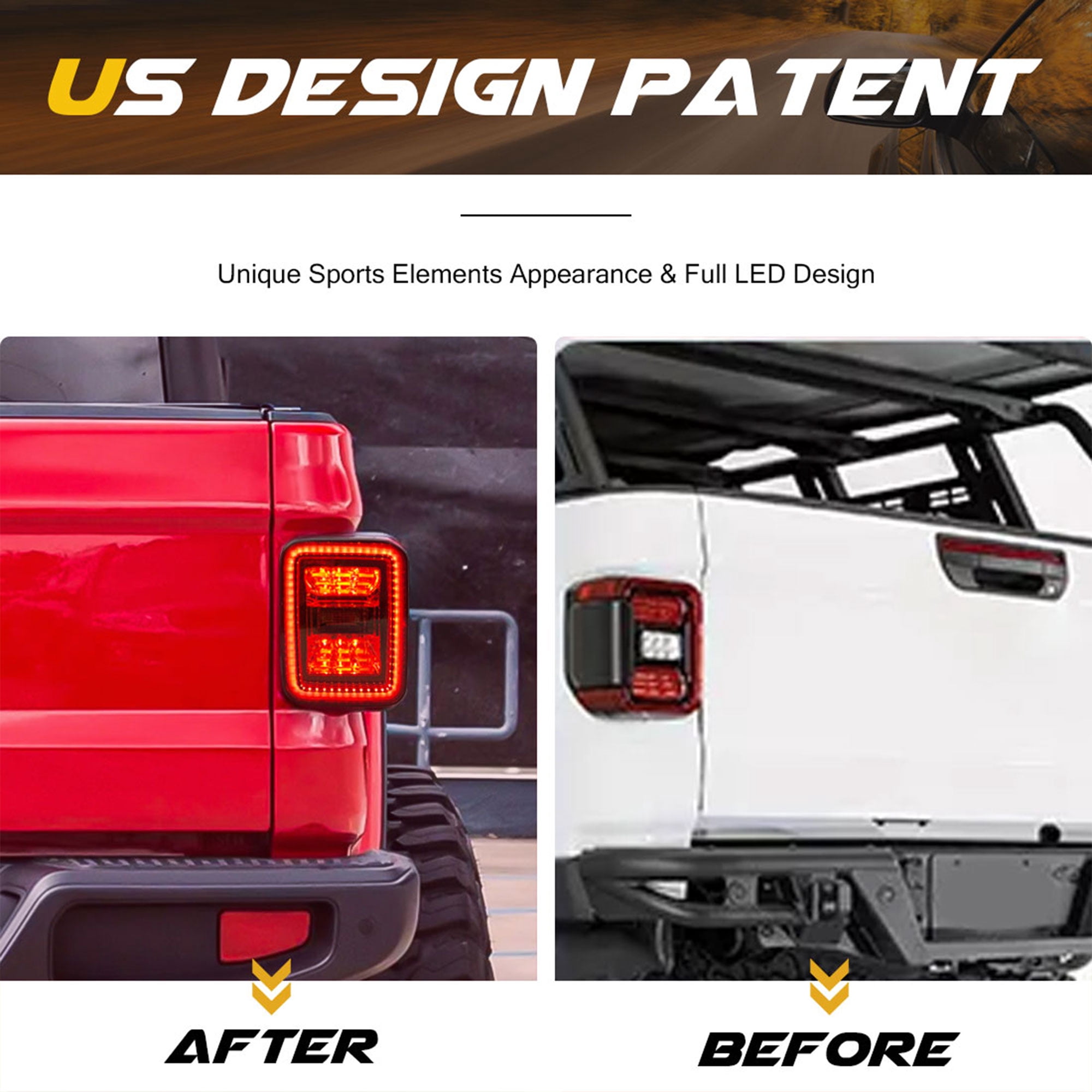AMERICAN MODIFIED LED Backup Tail Lights for 2020-2023 Jeep Gladiator JT