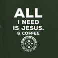 thumbnail image 6 of Wild Bobby, All I Need is Jesus & Coffee Inspirational/Christian Unisex Graphic Hoodie Sweatshirt, Forest Green, X-Large, 6 of 6