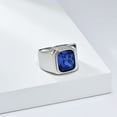 thumbnail image 2 of Men's Stainless Steel Gold/Silver/Black Plated Ring with Cushion Cut Gemstone Simple Ring Size 7-13, 2 of 5