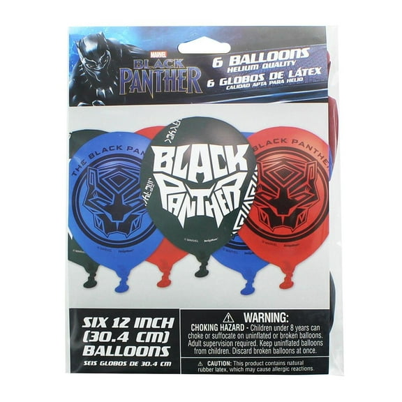 Various Black Panther Latex Balloons, 6 Count