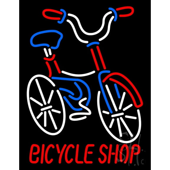 Bicycle Shop Logo LED Neon Sign 24 x 31 - inches, Clear Edge Cut Acrylic Backing, with Dimmer - Bright and Premium built indoor LED Neon Sign for automotive store, and mall.