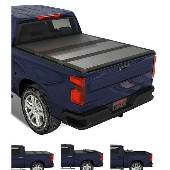 Kikito Vinyl Soft Quad-Fold Truck Tonneau Cover for 2007-2025 Silverado Sierra 1500 with 5.8ft (69.3in) Bed