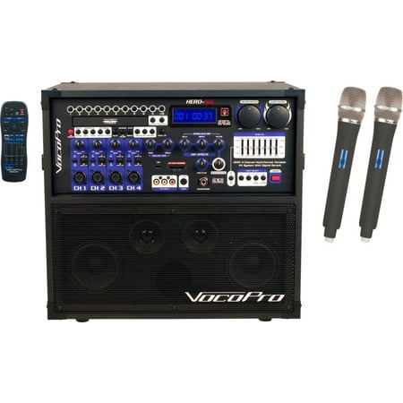 HERO-REC UHF Multi-Format Portable PA Karaoke System with Digital Recorder & UHF Wireless (Best Portable Recorder For Dj Sets)