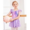 thumbnail image 2 of Arshiner Girls Ruffle Sleeve Ballet Dance Dress Tutu Skirted Leotard | with Two Layers Sequins Asymmetrical Tulle Skirt, Soft High Stretchy Fabric, 2 of 5