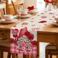 thumbnail image 5 of Valentine's Day Table Runner - 72 Inch Long Gnomes Loves Roses Romantic Plaid Beige Cotton and Linen Blended Dress Scarves Farmhouse Table Runner for Kitchen Dining, Coffee Table, 13" x 72", 5 of 8