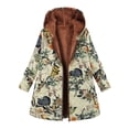 thumbnail image 1 of Veste en Denim pour Femmes, Veste à Capuche Chaude Imprimée Florale pour Femmes, Manches Longues, Fermeture Éclair, Grande Taille, Chandail en Molleton, 1 of 5