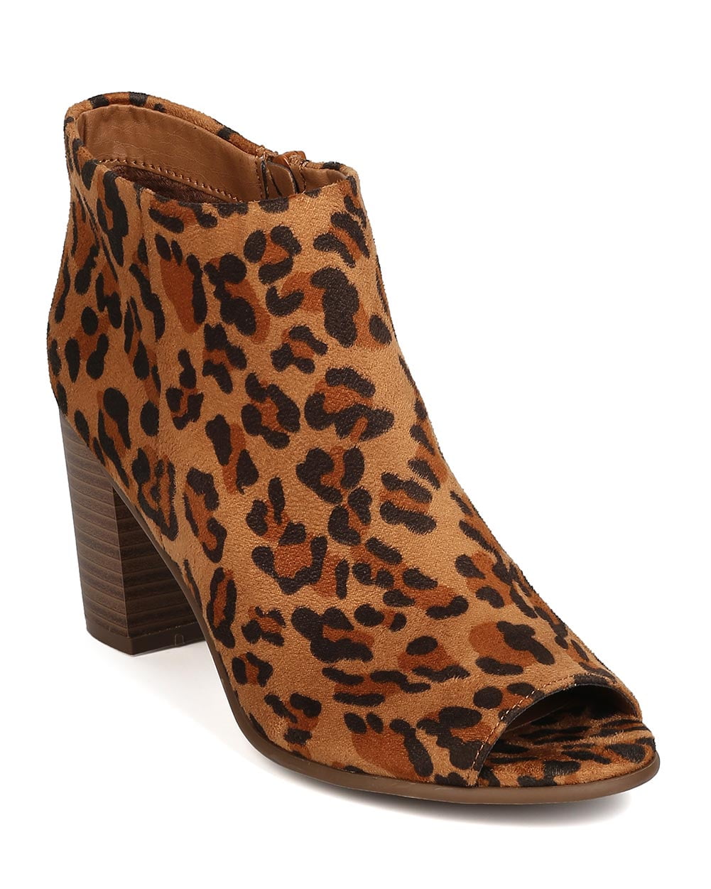 leopard peep toe booties