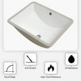 thumbnail image 3 of 21"x14" White Ceramic Rectangular Undermount Bathroom Sink with Overflow, 3 of 5