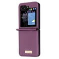 thumbnail image 3 of Slim Fit PU Leather Case for Samsung Galaxy Z Flip 5, Premium PU Leather Back [Wireless Charging Support] Shockproof Protective TPU Frame Case for Samsung Galaxy Z Flip 5 2023, Darkpurple, 3 of 5