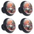 thumbnail image 2 of 4 Pcs Flower Fox Knobs for Kitchen Cabinet Cupboard Dresser Bookcase Drawer Pulls Handles Round Home Decor, 2 of 8