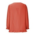thumbnail image 5 of Xihbxyly Clearance Tops Tops for Women 2024 Women's Round Neck Long Sleeve Loose Button Cotton and Linen Tunic Shirts Summer Shirts Blouse # Sale&deal Orange XL, 5 of 7