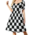thumbnail image 3 of Black and White Squares - Checkered Flag Sleeveless Dress elegant women's sets Prom gown women's dresses luxury, 3 of 6