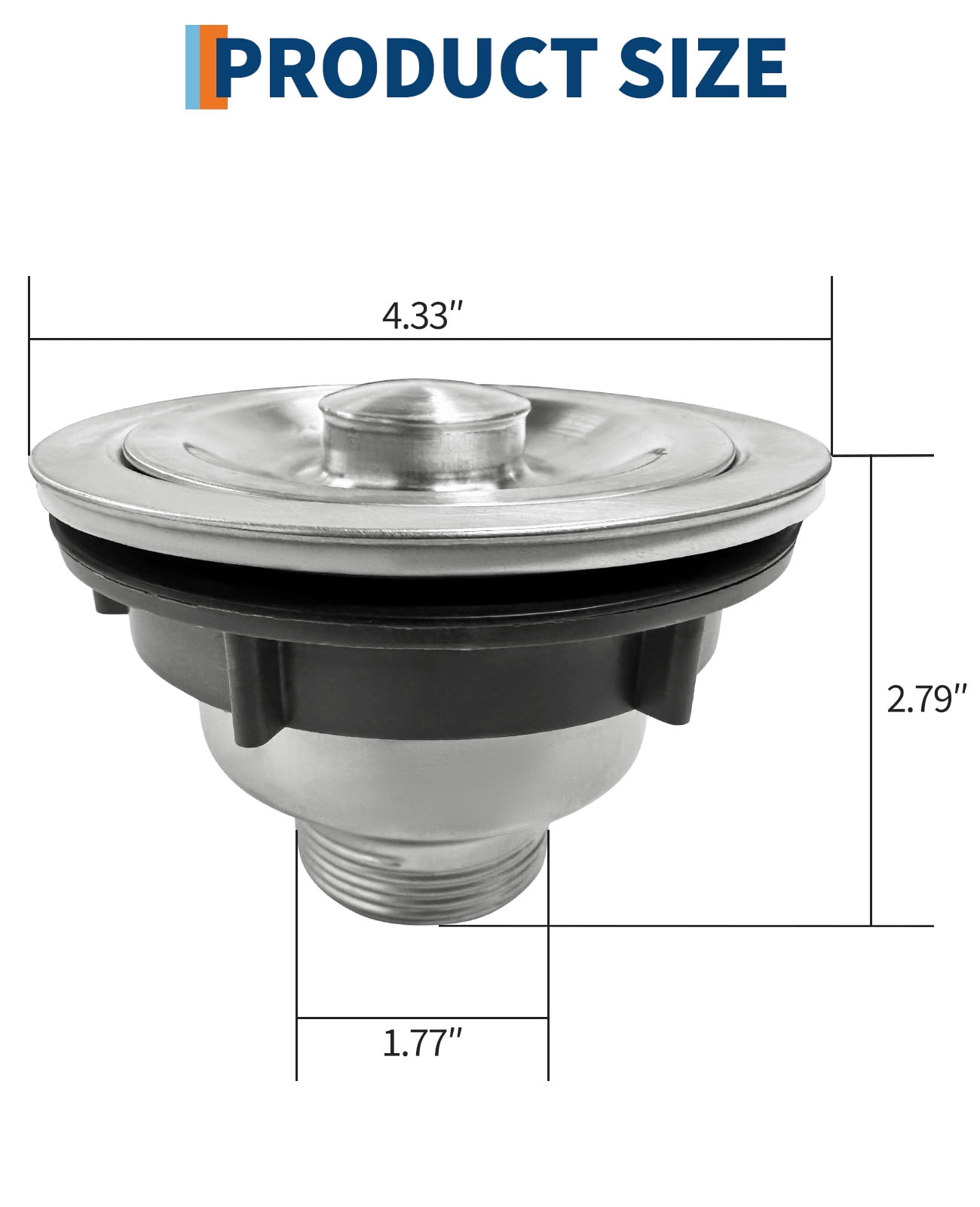 Kitchen Sink Stainless Steel Basket Strainer with Drain Assembly
